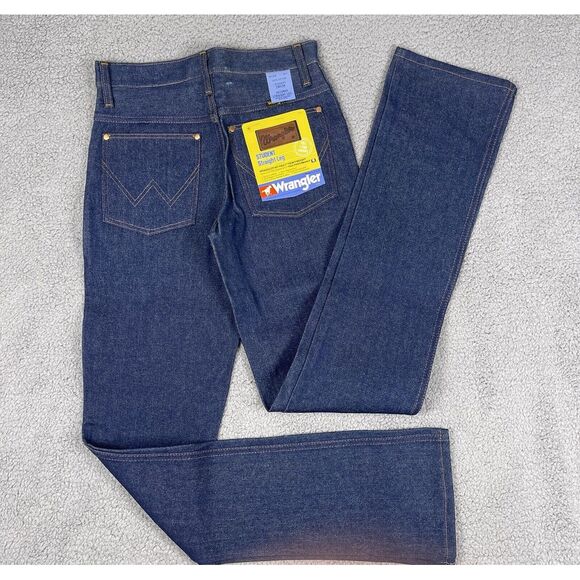 VTG Deadstock Wrangler Jeans Mens 27x35 Blue Western Bootcut Flare 80s Raw‎ NWT - Picture 3 of 16